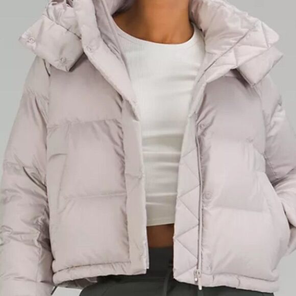 LULULEMON WUNDER Puff CROPPED JACKET SIZE 8 perfect Heathered Natural Ivory NWT - Picture 3 of 6